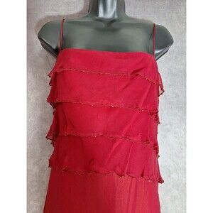 Vintage Y2K 100% Silk Maxi Dress Sz 10 Burgundy Beaded Fairycore Formal Y2K Prom